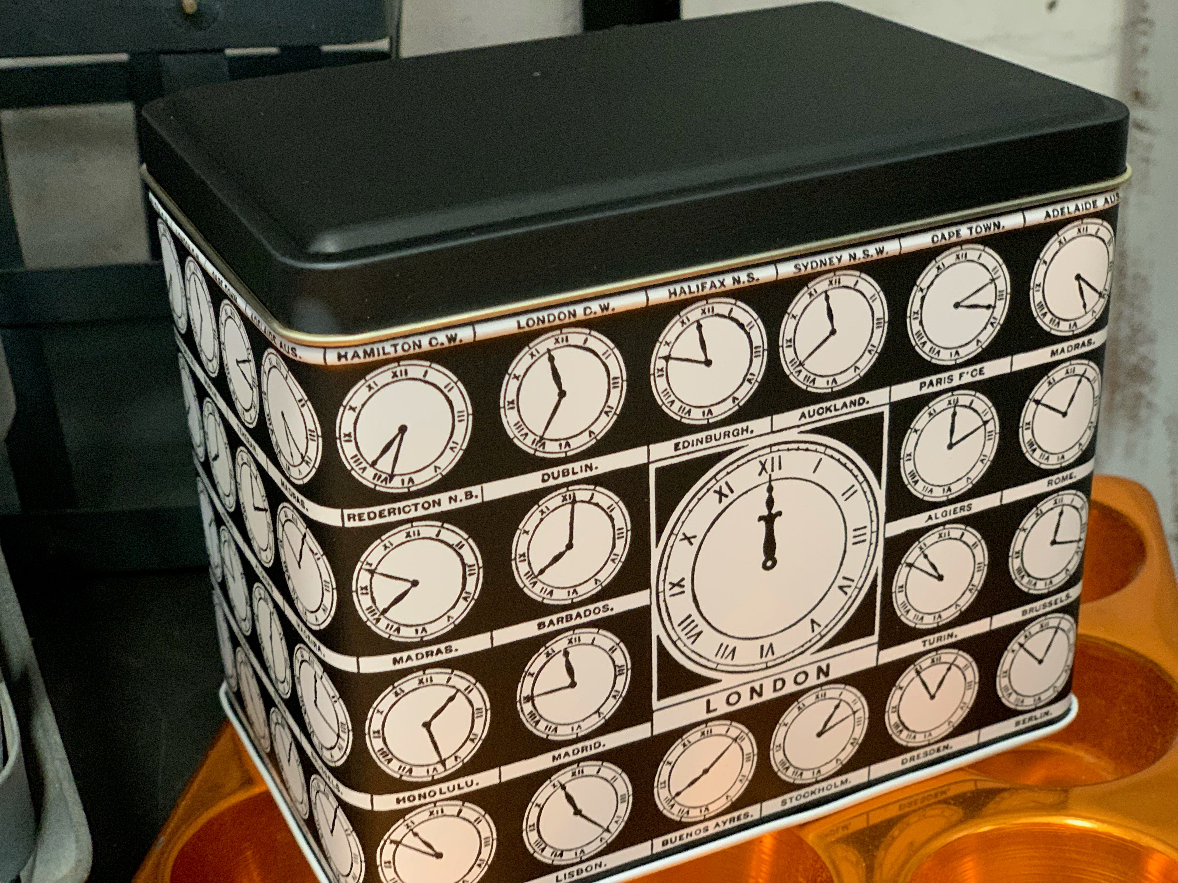 Rectangle CLOCK storage tin