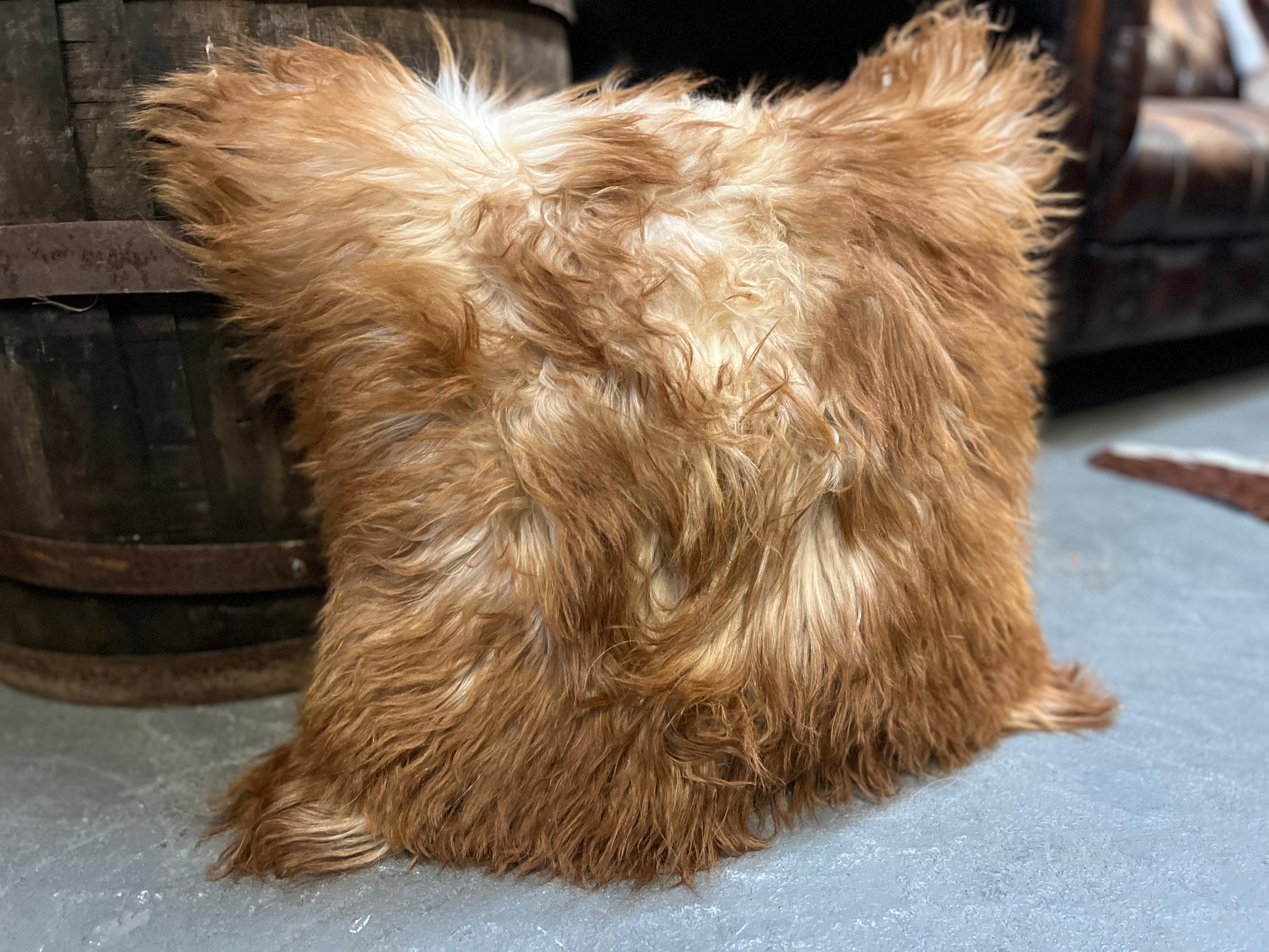 XL HIGHLAND Sheepskin Cushion Earth