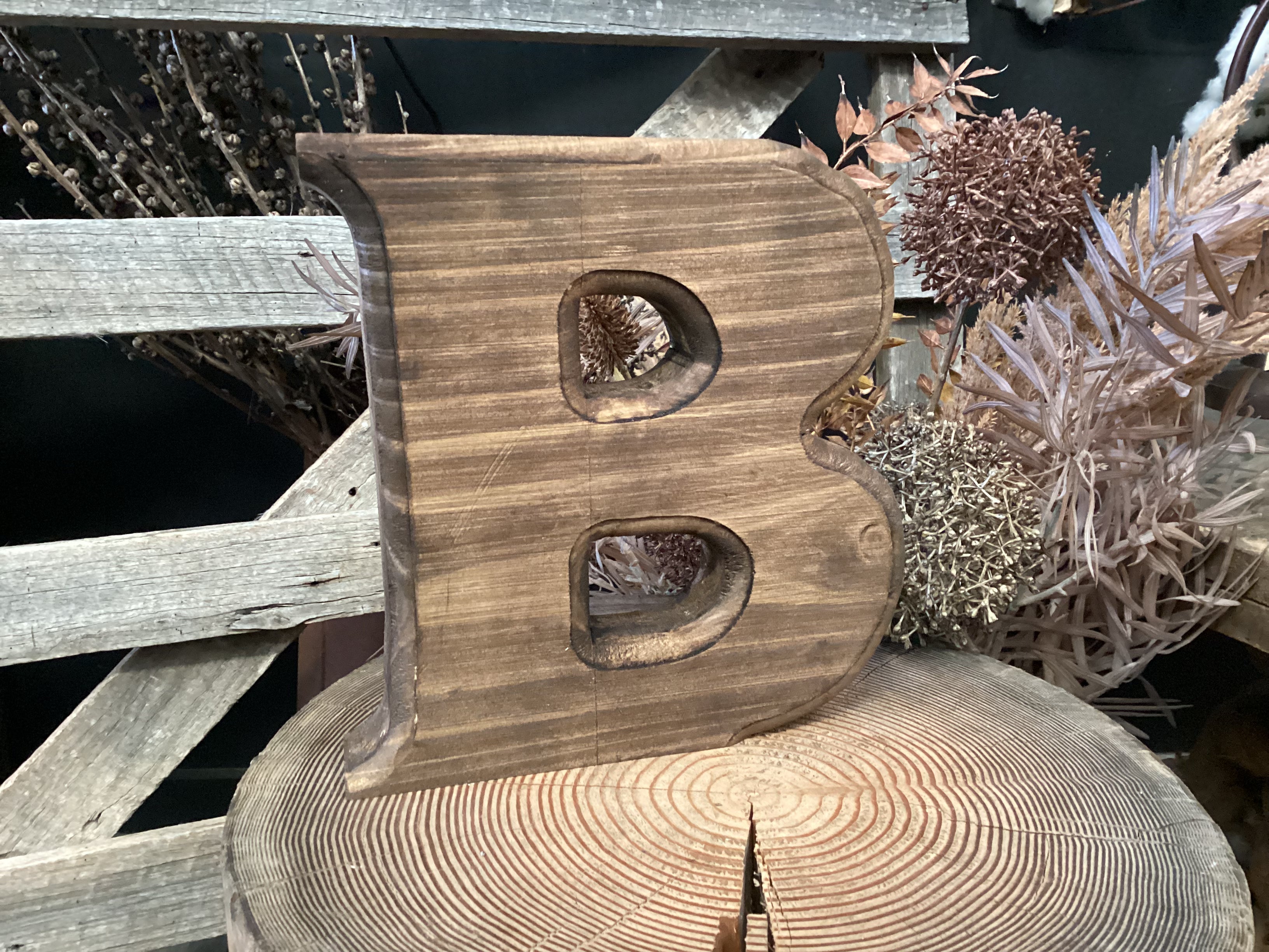 Handmade Vintage Brown Timber Letter B