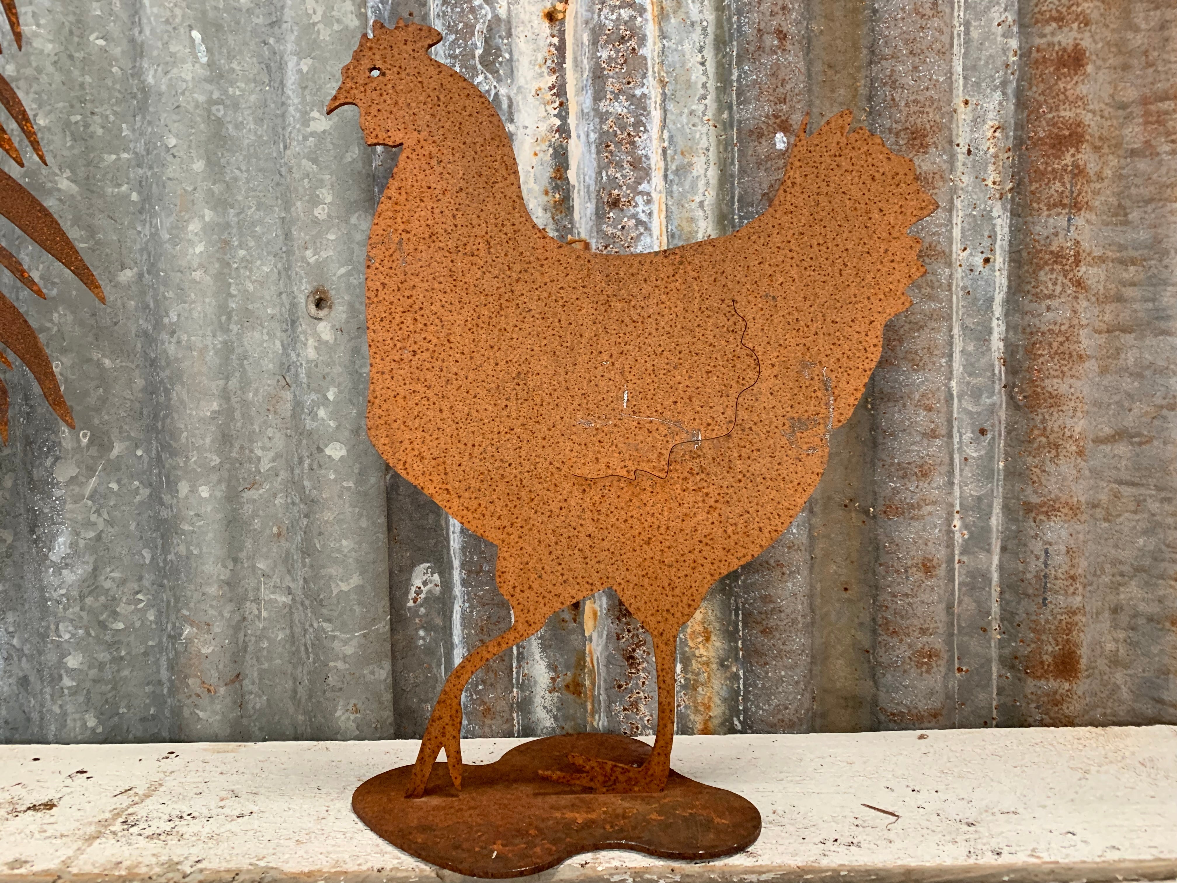 Wrought IRON Rooster & Hen Pair