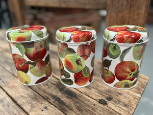 In the ORCHARD set of 3 tin canisters
