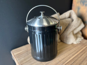 Black & Stainless 5L Compost Bin