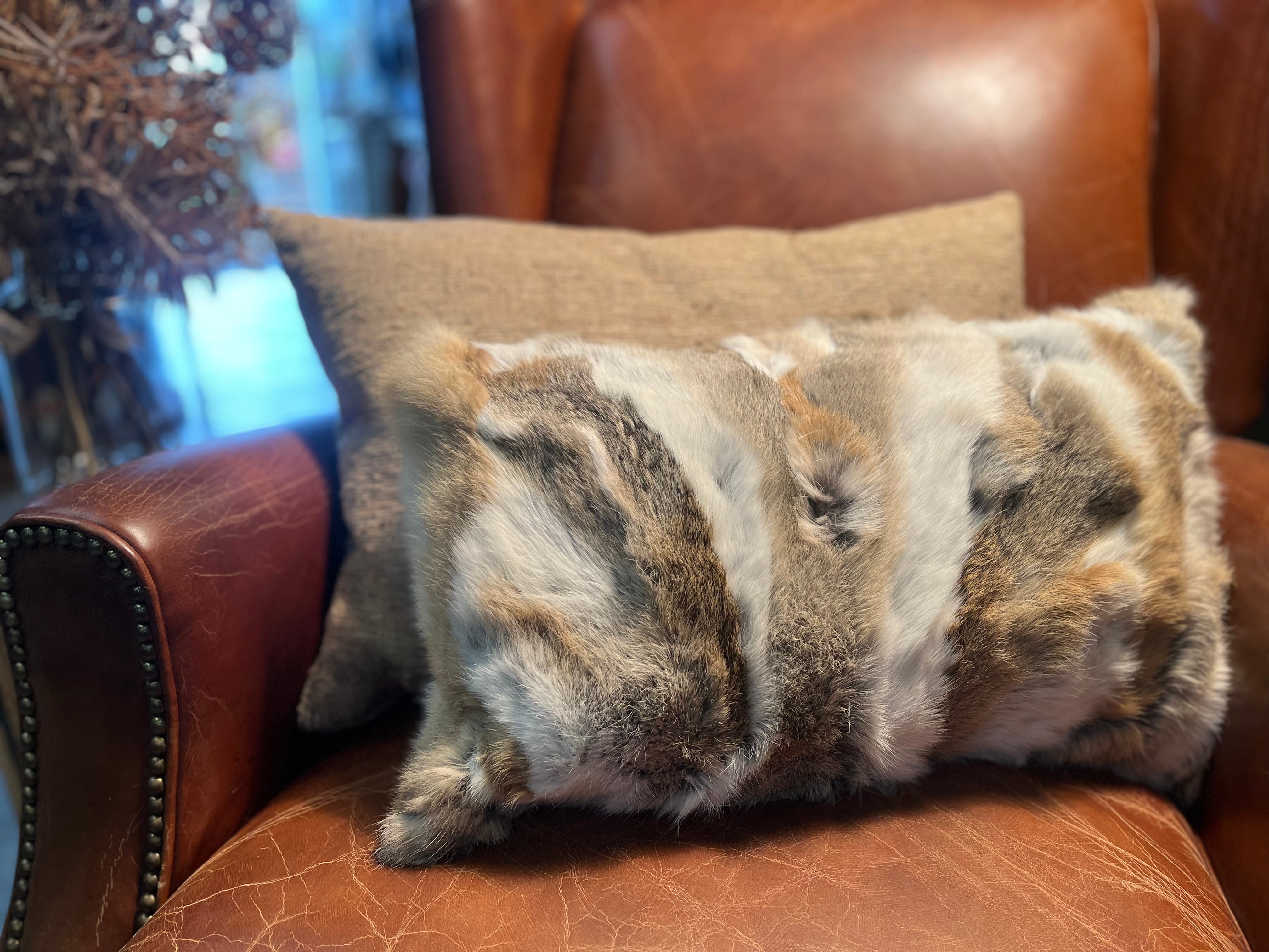 Genuine Rabbit Fur Cushion FREE Postage