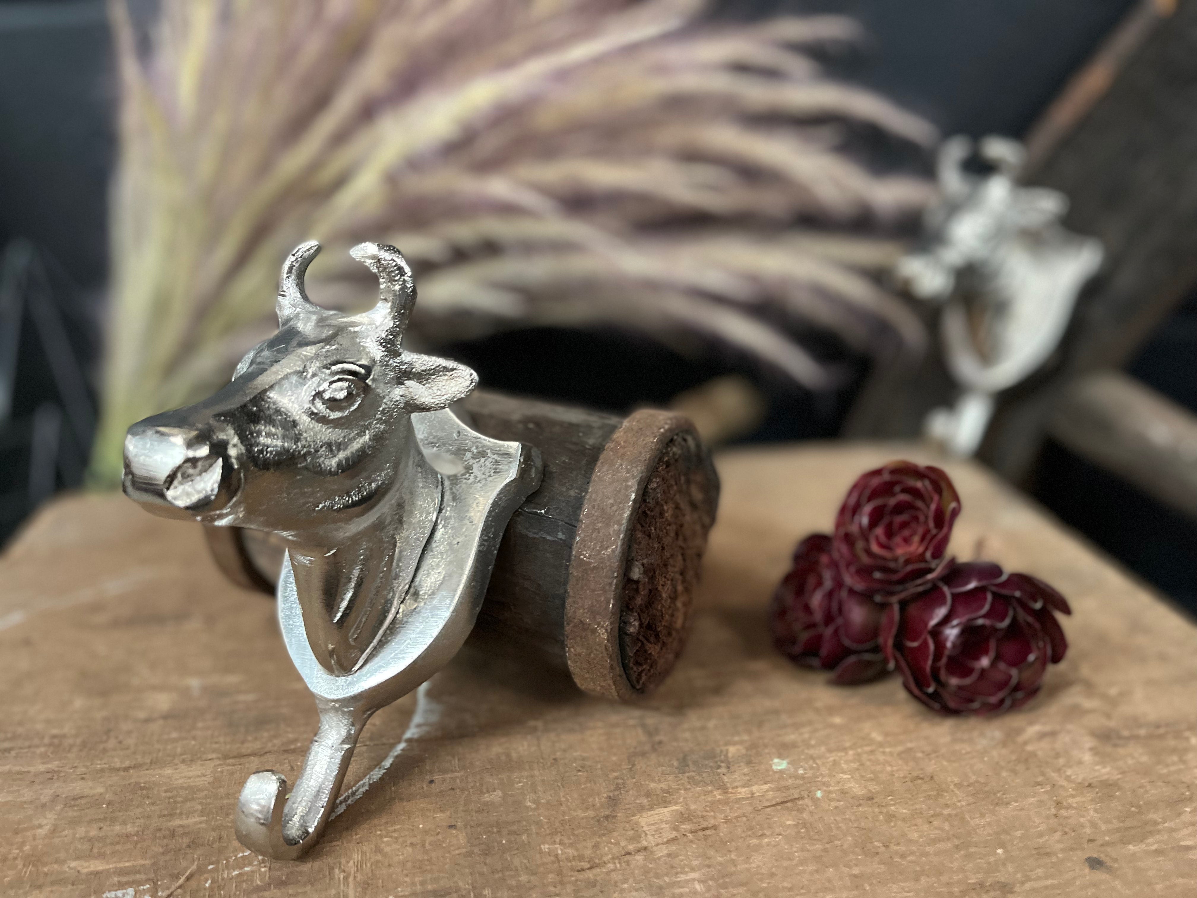 Silver decorative Cow hook