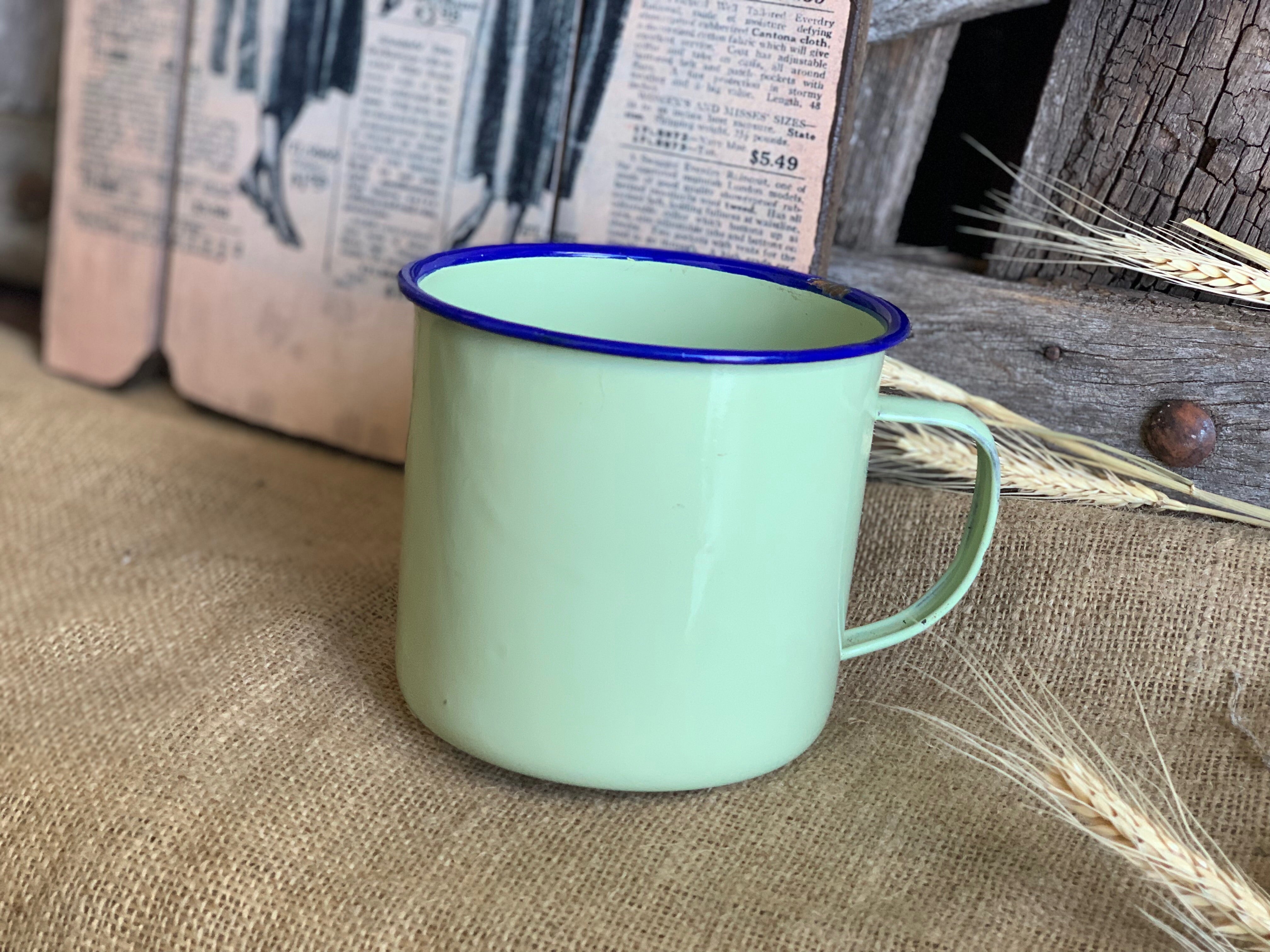 Vinatge MINT Green with Blue Rim Mug