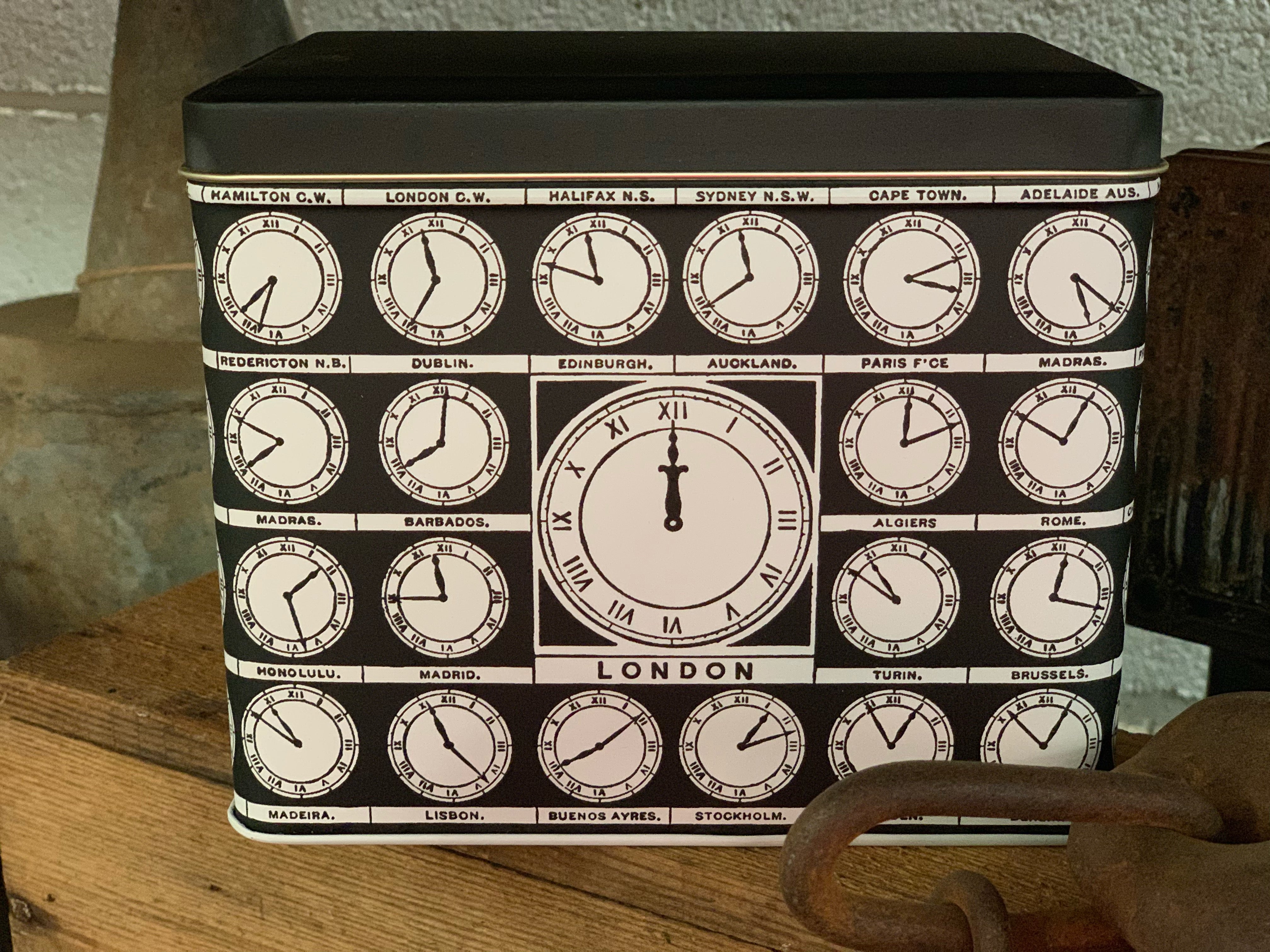 Rectangle CLOCK storage tin