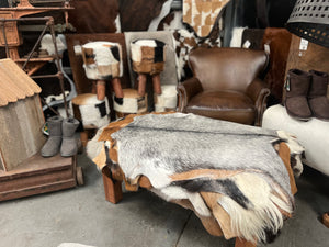 NEW Goat Hide FOOT STOOL