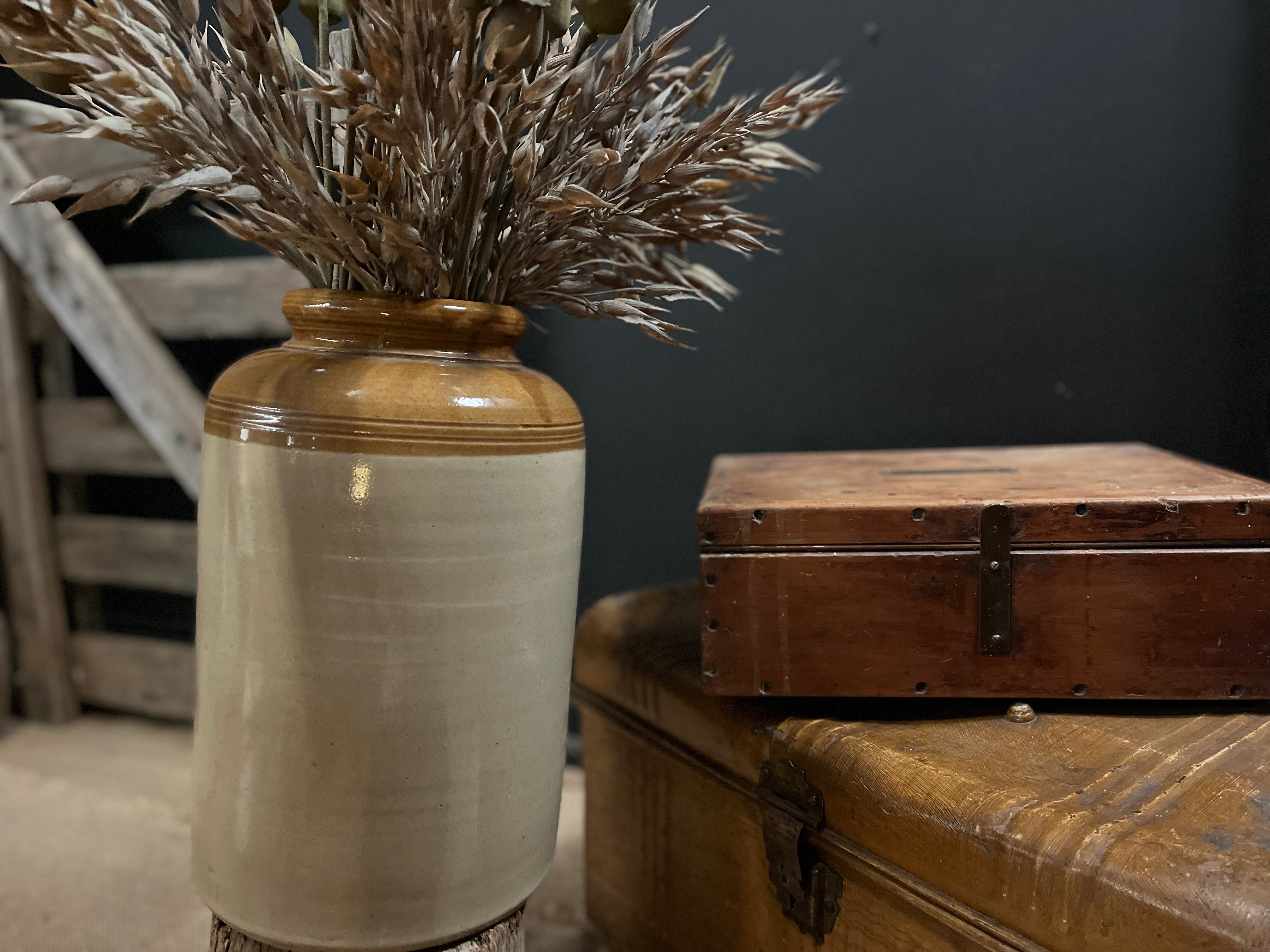 XL Vintage MUSTARD Pottery Vase