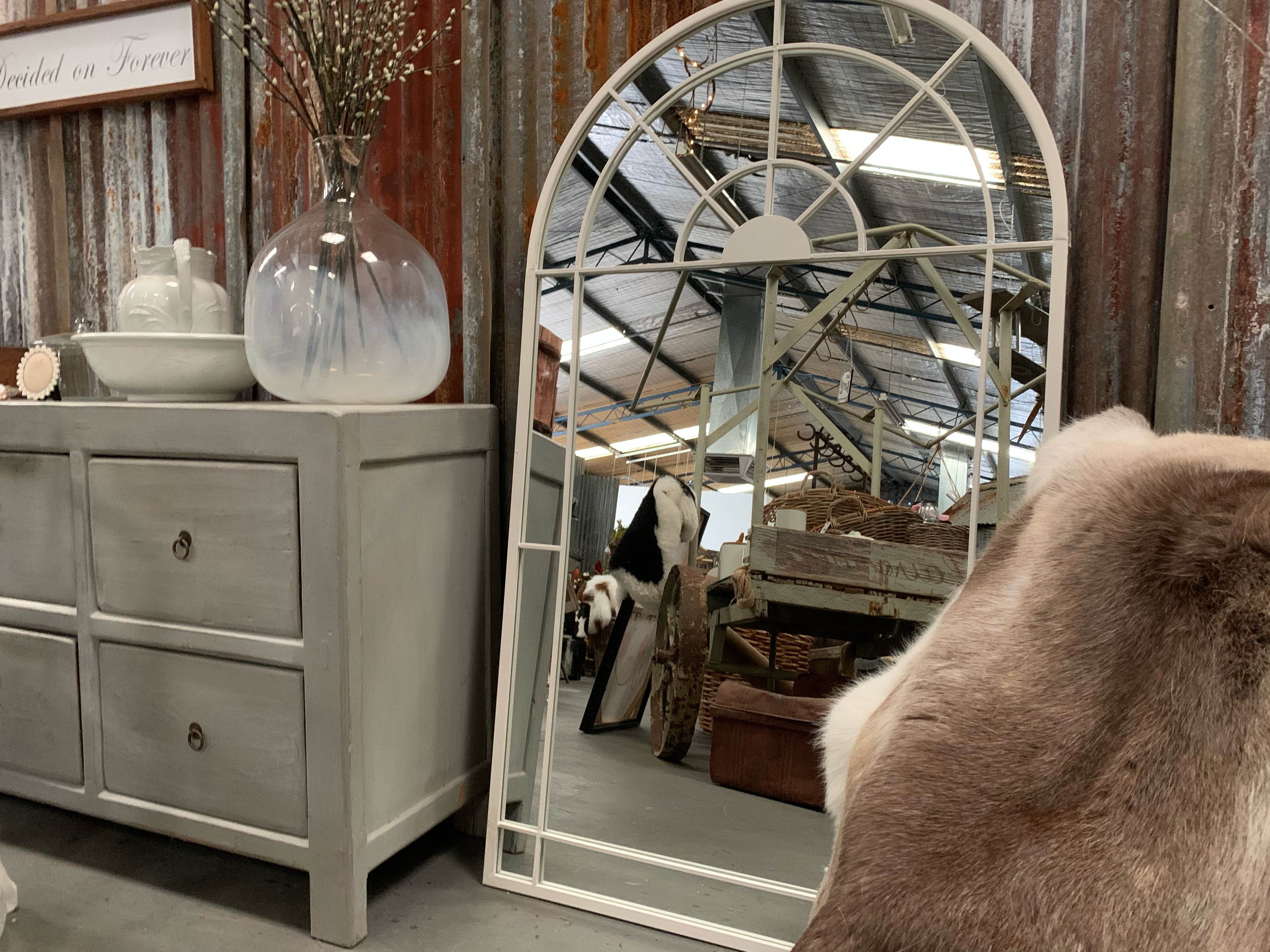 Beautiful white arched mirror
